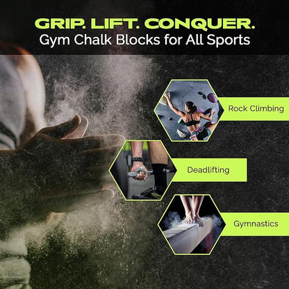 Premium Gym Chalk, Pure Magnesium Carbonate Chalk for Excellent Grip, Weightlifting, Gymnastics, Rock Climbing - Block Chalk 1 LB