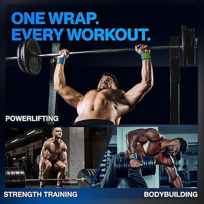 Modvel Adjustable Wrist Wraps for Gym & Lifting – Thick, Breathable Support Straps for Wrist Stability, Comfort & Grip – Ideal for Weight Training, CrossFit & Gym Workouts – Blue/Green (2-Pack)