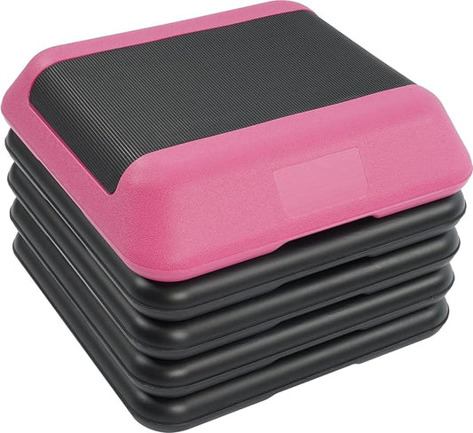 Step Aerobic Platform, Exercise Step with 5 levels Adjustable Height, 4 Stackable Risers, Fitness Training Workout Stepper for Home Gym, Cardio Strength, Multiple Options