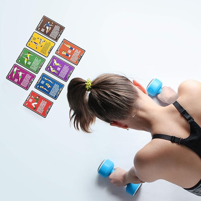 Dumbbell Exercise Cards. Dumbbell Workout Playing Card Game. Video Instructions Included. Perfect for Training with Adjustable Dumbbell Free Weight Sets and Home Gym Fitness. (2019 Mega Pack)