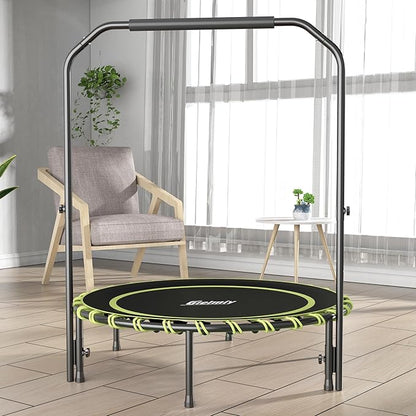 40" Fitness Trampoline with Adjustable Handle Bar Silent Mini Trampoline Bungee Rebounder Jumping Cardio Trainer Workout for Adults - Maximum Load 150 kg