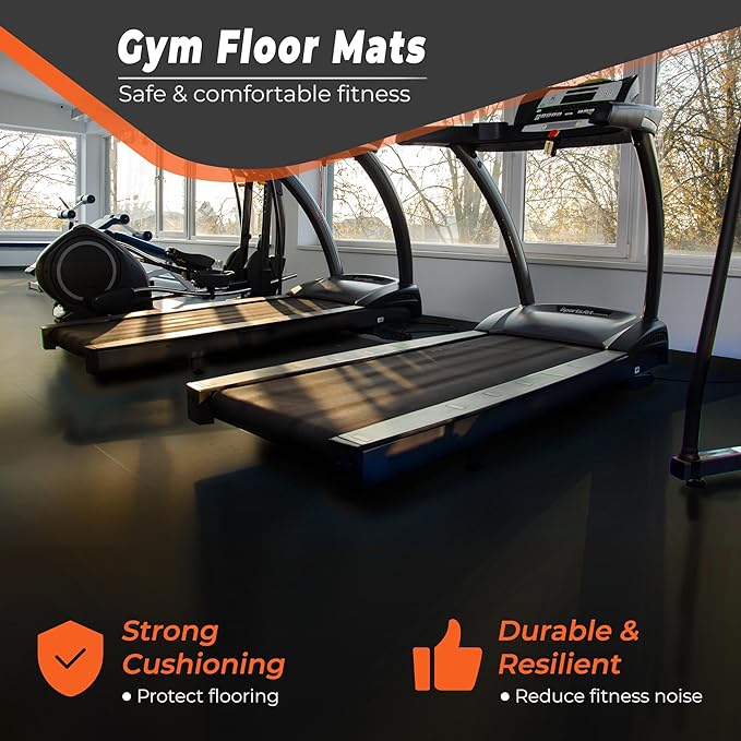 SUPERJARE 0.4 Inch Gym Flooring for Home Gym 6 Tiles 24" x 24" Workout (24 sqft)