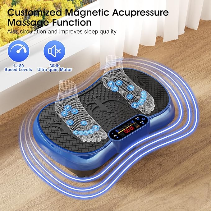 Vibration Plate Exercise Machine, 180 Speed Levels Vibration Plate for Lymphatic Drainage, Whole Body Workout Vibrating Fitness Platform, Effective for Weight Loss, Shaping, Toning & Wellness