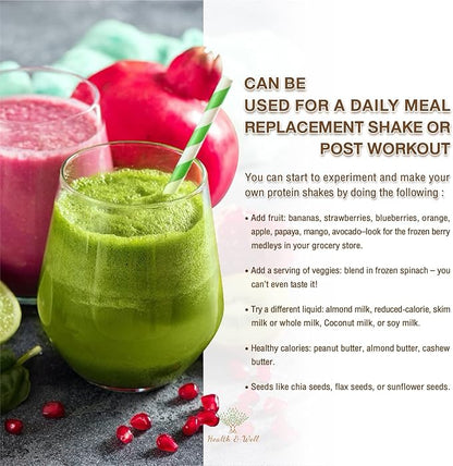 Health & Well Plant-Based Protein Powder, Contains Three Vegan proteins and Eight Different Super Fruits (Vanilla)