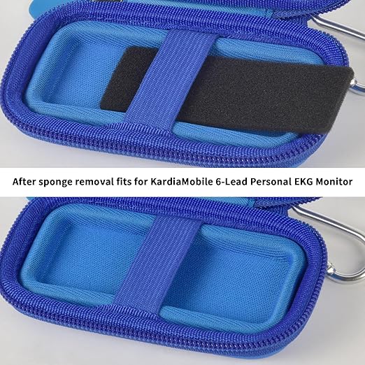 PAIYULE Heart Rate Monitor Case for AliveCor for KardiaMobile 1L 6L Personal EKG Monitor Storage Holder Fits for Cardiac Mobile Portable Heart Rate Monitor Bag Organizer (Pill Box Included) Dark Blue