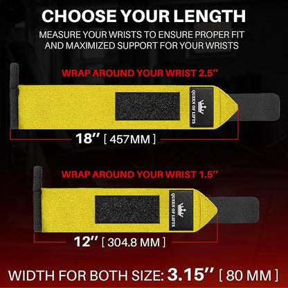 TECEUM Weightlifting 18" & 12" Wrist Wraps with Thumb Loop – Heavy Duty Wrist Workout Braces for Men and Women – Ideal for Powerlifting, Strength Training, Bodybuilding