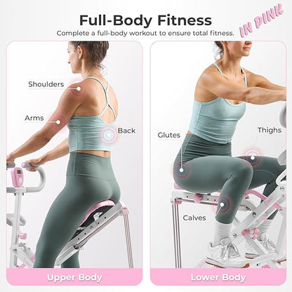 Sunny Health & Fitness Smart Upright Row-N-Ride Trainer w/Adjustable Resistance, Foldable Home Exercise Equipment for Arm, Glute & Leg Training, Free SunnyFit App Bluetooth Connect, Optional in Colors