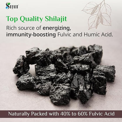 Sayan Shilajit Pure Organic Black Resin Mineral Tablets - Premium Quality Supplement Drops for Men and Women (120 Tablets, 2 Month Supply) for Immune Support, and Energy Boost