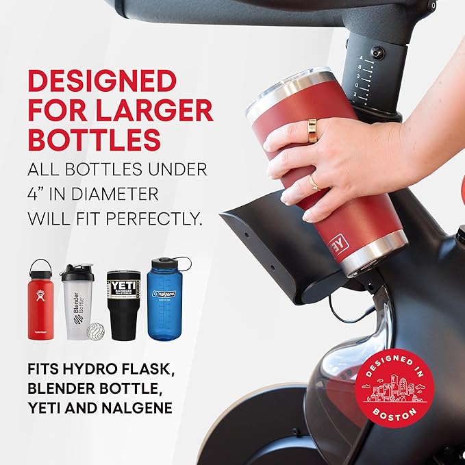 TrubliFit Extra Large Bottle Holders for Peloton Bike for Original Peloton & Peloton Bike+ - All Metal Design - Fits YETI + Nalgene + Hydro Flask (Peloton Bike+)