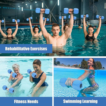 Water Dumbbells, 2Pack Aquatic Exercise Dumbbells, EVA Foam Barbells for Men Women Water Workouts