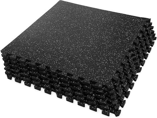SUPERJARE 0.4 Inch Gym Flooring for Home Gym 6 Tiles 24" x 24" Workout (24 sqft)