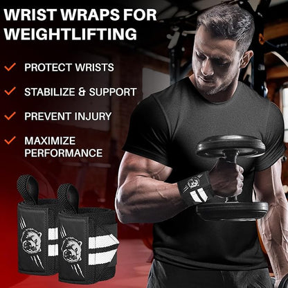 TECEUM Weightlifting 18" & 12" Wrist Wraps with Thumb Loop – Heavy Duty Wrist Workout Braces for Men and Women – Ideal for Powerlifting, Strength Training, Bodybuilding