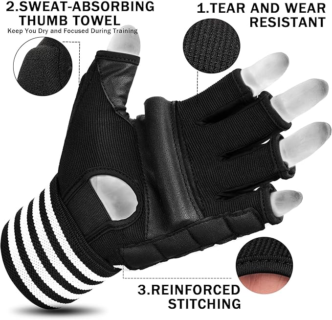 Xinluying Punch Bag MMA Gloves Half Finger Adjustable Mitts Wrist Support Boxing Gloves Open Palms for Sparring Martial Arts Taekwondo Punching Bag Training for Men Women