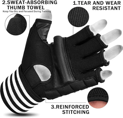 Xinluying Punch Bag MMA Gloves Half Finger Adjustable Mitts Wrist Support Boxing Gloves Open Palms for Sparring Martial Arts Taekwondo Punching Bag Training for Men Women