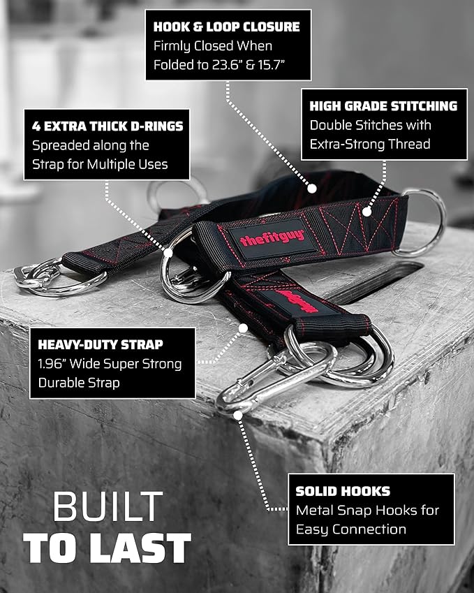 Gym Multifunctional Extension Straps (Pair) - for Cable Attachments, Pulley Machines, Pull-ups, Triceps, Rows - Add New Exercises and Grips to Your Workout, Heavy Duty, 5 Lengths Options