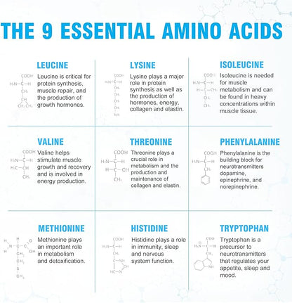 Ultimate 100% Essential Amino Acids Powder [Citrus Flavor, 60 (5g) Servings] BCAA Plus L-Lysine, L-Threonine, L-Phenylalanine, L-Methionine, L-Histidine & L-Tryptophan Nutritional Supplement