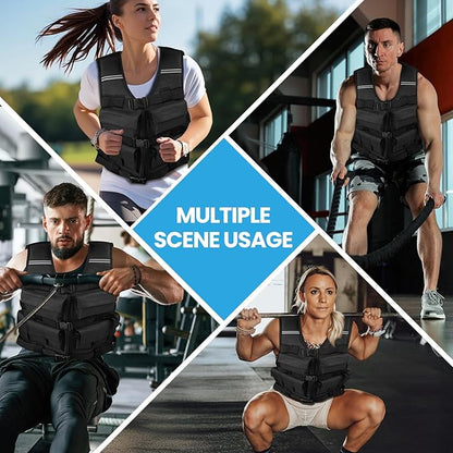 Weighted Vest for Men Woman 18lbs | 30lbs | 40lbs - With Shoulder Pads, Adjustable Weight Vest For Walking, Rucking, Cross Training, Running, Muscle Building - Breathable, Comfortable, Washable