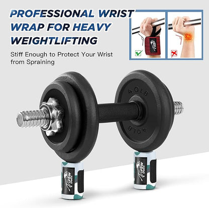 IPOW 18'' Professional Wrist Wraps for Weightlifting 2 Pack(IPF Approved), Heavy Duty Gym Wrist Straps for Working Out, Weight Lifting Wrist Brace for Men & Women, Wrist Support with Thumb Loop