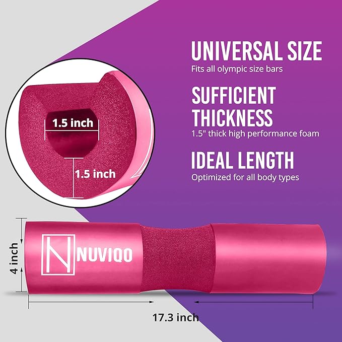 Barbell Pad Squat Pad for Lunges and Squats - Hip Thrust Pad for Standard and Olympic Bars - Provides Cushion to Neck and Shoulders While Training