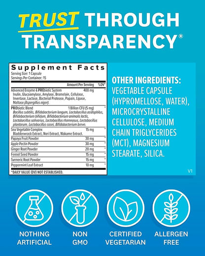 Zenwise Health Digestive Enzymes for Gut Health - Probiotic Multi Enzymes with Prebiotics and Probiotics for Women and Men for Digestive Health and Bloating Relief, Daily Enzymes for Digestion -15 CT