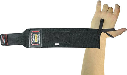 Grip Power Pads Wrist Wraps 2 Wraps for Weight Lifting Wrist Support Cotton Wraps Gym Bandage Straps for Men & Women Premium Quality & PRO Rubber