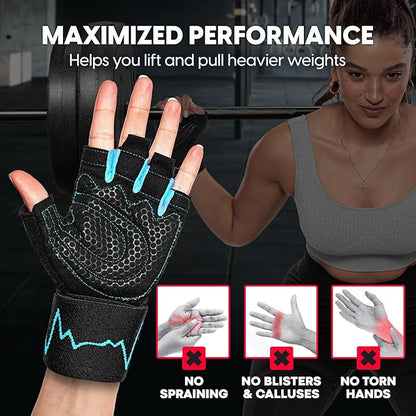 MhIL Workout Gloves for Women – Comfortable Gym Gloves for Women with Hand Protection and Enhanced Grip – Weight Lifting Glove for Womens with Wrist Wraps Support for Safety, Hygiene and Style