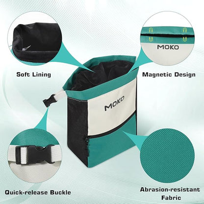 MoKo Chalk Bag for Rock Climbing, Large Capacity Climbing Chalk Bag with Magnetic Snap and Zipper Pocket, Portable Chalk Bucket for Rock Climbing, Weight Lifting, Bouldering, Gymnastics, Fitness