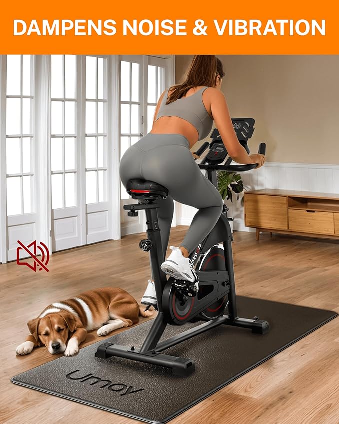 UMAY Fitness Workout Mat for Pelton Bike Treadmill 5mm Thick,