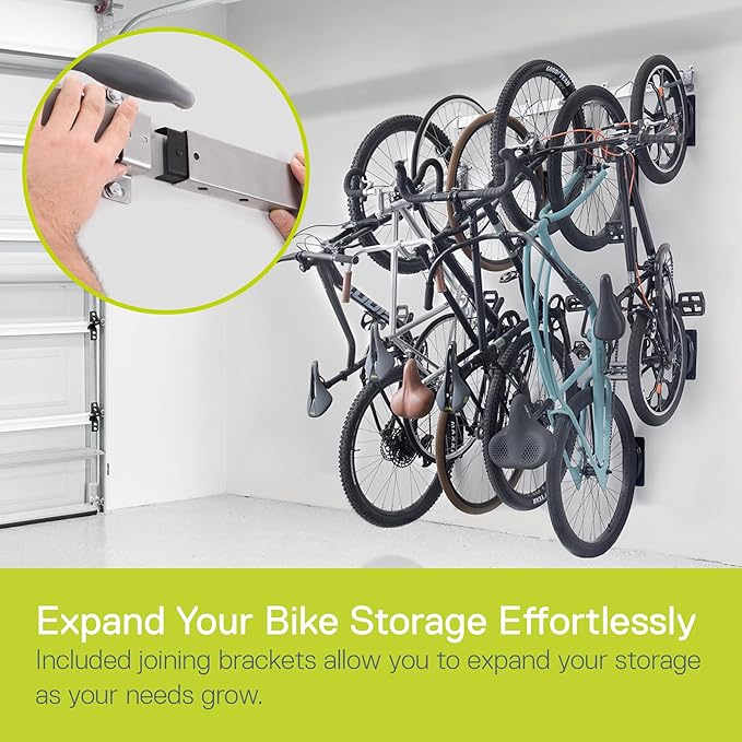 Garage Bike Rack Wall Mount Rail Rack by Delta Cycle - Bike Hangers for Garage - Bike Storage Rack for MTB, Road & Ebike - Holds up to 300 lbs - Fully Adjustable Staggered Hook Design