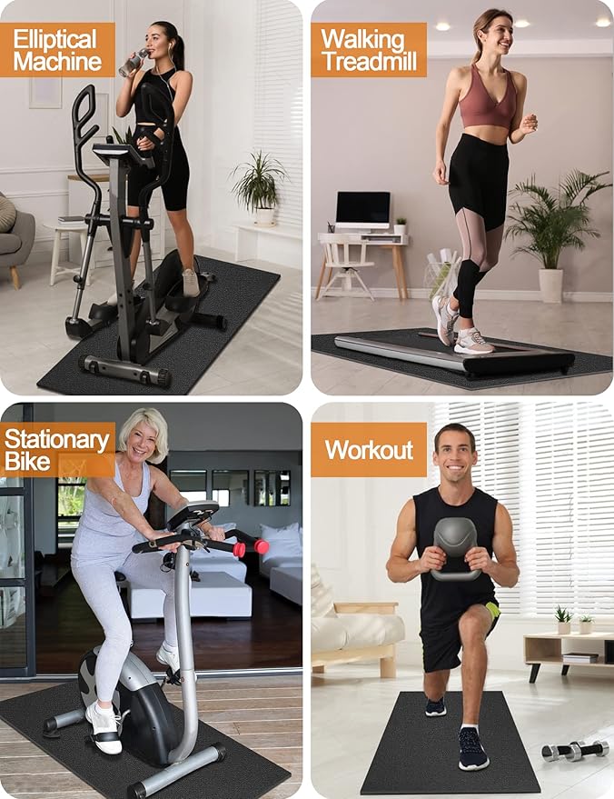 Exercise Equipment Mat 24"x68"/ 30"x60"/ 36"x78"/ 36"x96" Treadmill