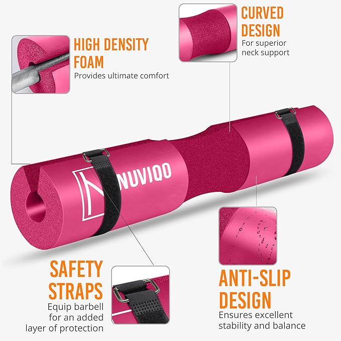 Barbell Pad Squat Pad for Lunges and Squats - Hip Thrust Pad for Standard and Olympic Bars - Provides Cushion to Neck and Shoulders While Training