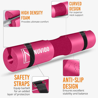 Barbell Pad Squat Pad for Lunges and Squats - Hip Thrust Pad for Standard and Olympic Bars - Provides Cushion to Neck and Shoulders While Training
