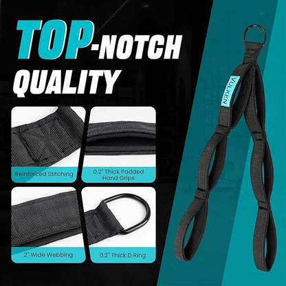 Vulken Tricep Rope Cable Attachment. 28.7 Inch & 22 Inch Two Lengths Built in One Pull Down Rope, Black & Pink