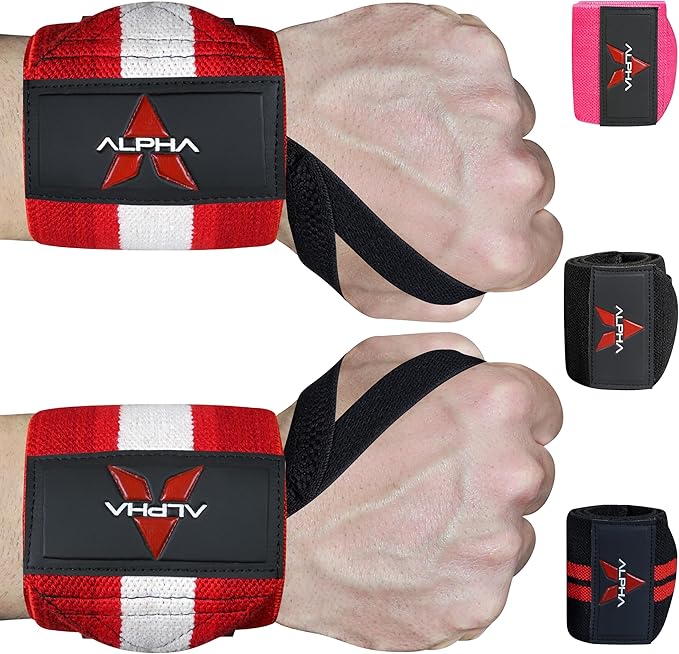 Alpha Sports Wrist Wraps for Weightlifting,Gym Exercise,Adjustable,Durable for Crossfit,Powerlifting, Bodybuilding, and Fitness Workouts,Enhanced Stability for Lifting,Training