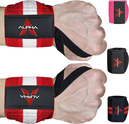 Alpha Sports Wrist Wraps for Weightlifting,Gym Exercise,Adjustable,Durable for Crossfit,Powerlifting, Bodybuilding, and Fitness Workouts,Enhanced Stability for Lifting,Training