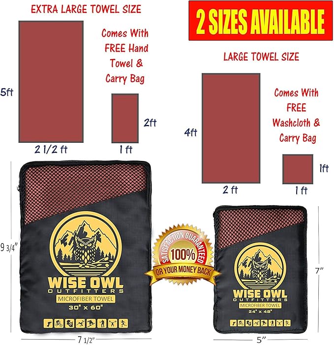 Wise Owl Outfitters Camping Towel - Camping Accessories