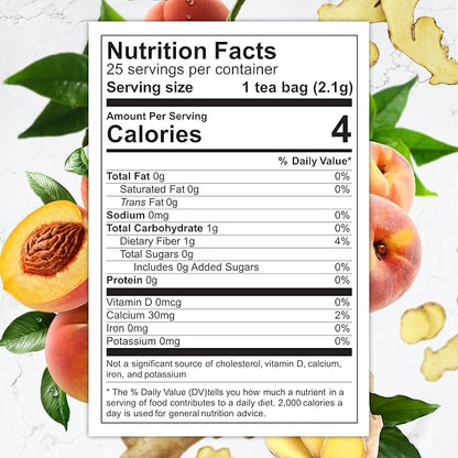 Total Tea SIimming Detox Tea Caffeine Free - 25 Day Detox Tea - Herbal SIim Tea with Chamomile, Hibiscus Tea & Ginger Root for Colon Cleanse – Natural Herbal Ginger & Peach Tea for Digestive Health (25-Pack, Ginger & Peach)