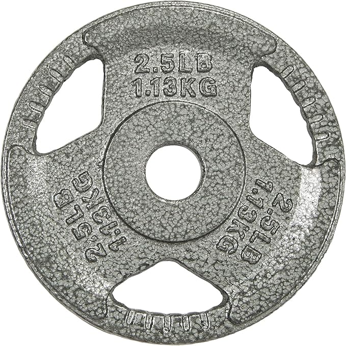 HulkFit 1 inch or 2 inch Cast Iron Weight Plate Set with Multi-Grip Handles and Enamel Coated for Barbells & Strength Training - Grey