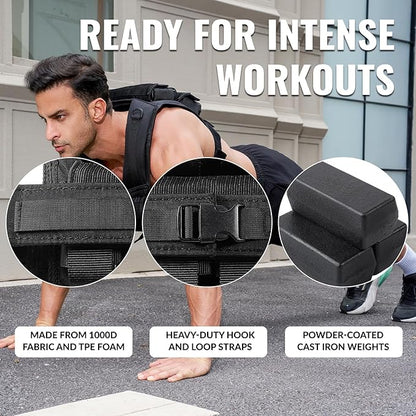 Men's Weighted Vests for Men Women, Slim Design 18lb 28lb 35lb Weighted Workout Vests With Adjustable Iron Weights, Heavy Duty Weighted Vest for Women Running Functional Fraining Machine washable
