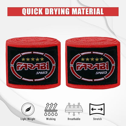 Farabi Sports Boxing Hand Wraps for Men, Women Boxing Wraps 180 inch Adult Hand Wraps for MMA Muay Thai Kickboxing Martial Arts Punching Bag and Training