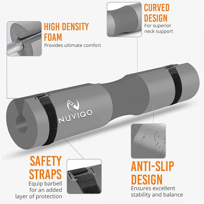 Barbell Pad Squat Pad for Lunges and Squats - Hip Thrust Pad for Standard and Olympic Bars - Provides Cushion to Neck and Shoulders While Training