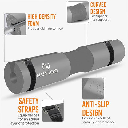 Barbell Pad Squat Pad for Lunges and Squats - Hip Thrust Pad for Standard and Olympic Bars - Provides Cushion to Neck and Shoulders While Training