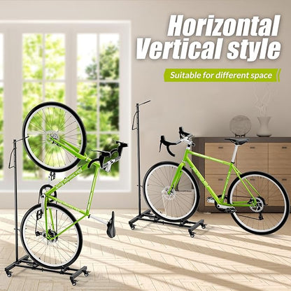 Vertical Bike Parking Stand - Adjustable Height for 29"Wheels, Space-Saving & Freestanding Bike Rack for MTB/Road Bikes,No-Drill Installation Indoor Bike Storage for Apartments & Garages