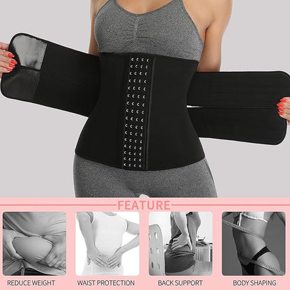 KIWI RATA Neoprene Sauna Waist Trainer Corset Sweat Belt for Women Compression Cincher Band Workout Fitness Back Support