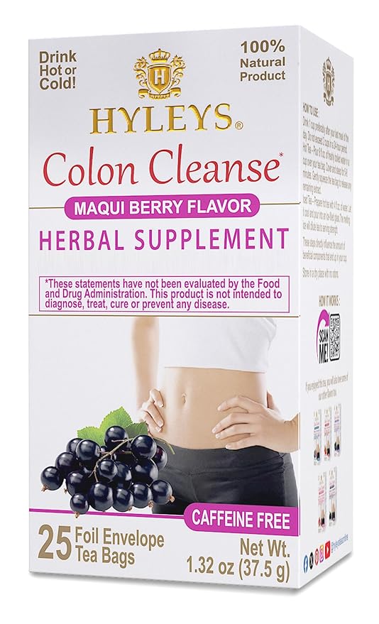 Hyleys Colon Cleanse Tea Maqui Berry Flavor - 25 Tea Bags (1 Pack)