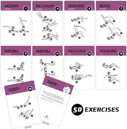62 Pilates Exercise Cards 50 Exercises, 12 Stretches 6 Training