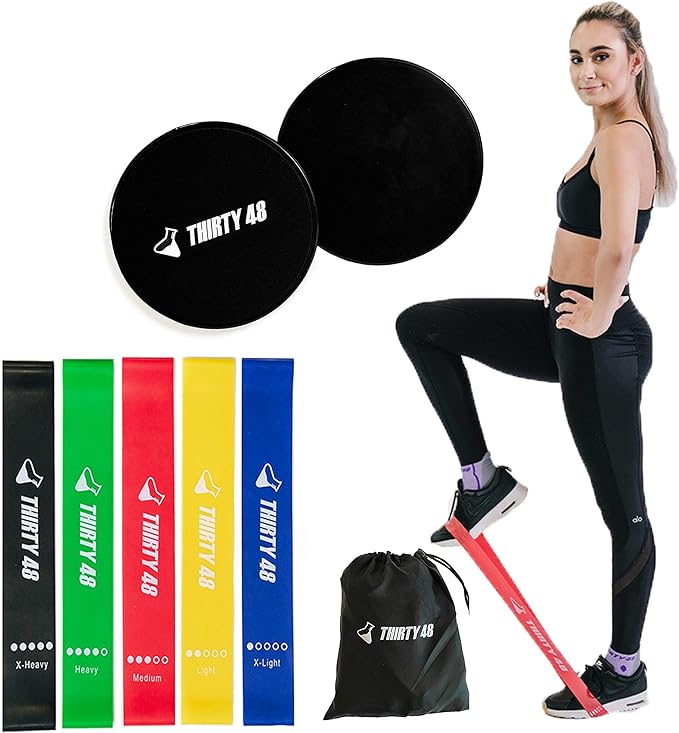 Thirty48 Gliding Discs Core Sliders and 5 Exercise