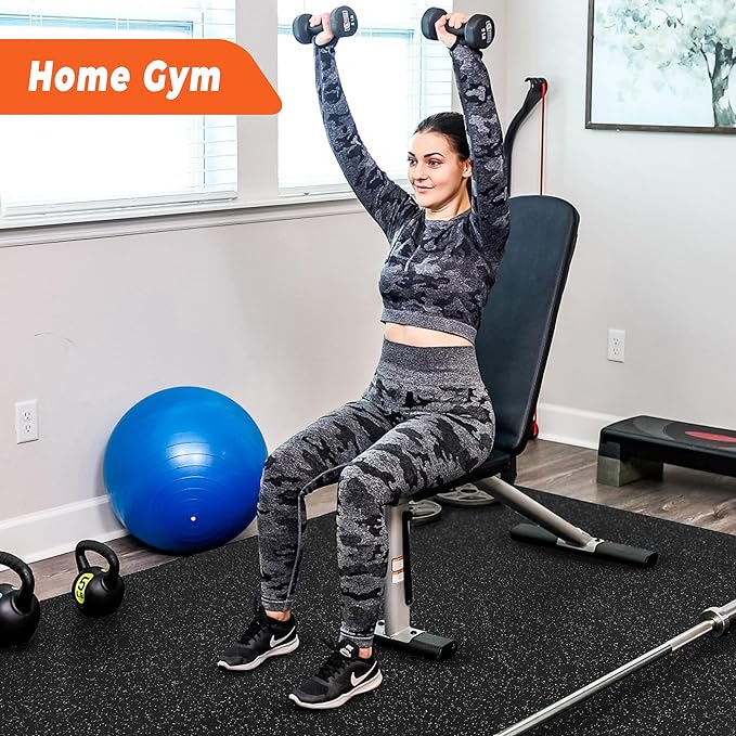 SUPERJARE 0.4 Inch Gym Flooring for Home Gym 6 Tiles 24" x 24" Workout (24 sqft)