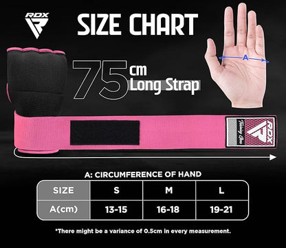 RDX Gel Boxing Hand Wraps Inner Gloves Men Women, Quick 100cm Long Wrist Straps, Elasticated Padded Fist Under Mitts Protection, Muay Thai MMA Kickboxing Martial Arts Punching Training Bandages
