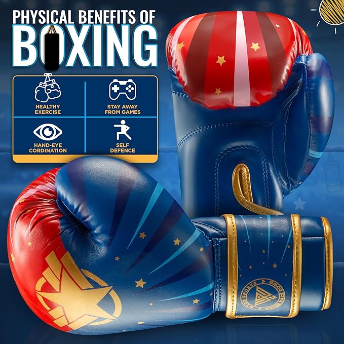 WYOX Kids Boxing Gloves 4oz 6oz 8oz – Youth Punching Gloves for Boys & Girls Ages 3–15 – Sparring Gloves for Punching Bag, Kickboxing, Muay Thai, MMA – Boxing Gloves for Kids Training Set
